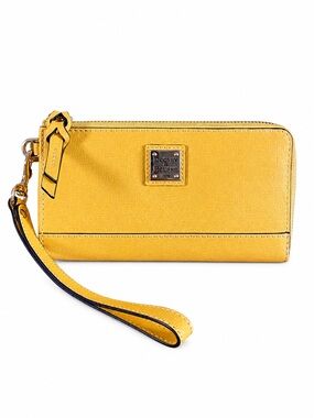Dooney & Bourke Yellow Saffiano Zip Wristlet